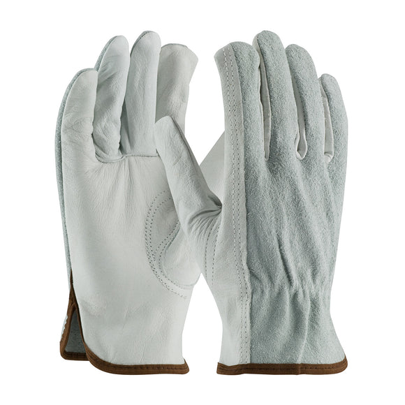 REGULAR GRADE TOP GRAIN LEATHER DRIVERS GLOVE WITH SPLIT COWHIDE BACK - KEYSTONE THUMB