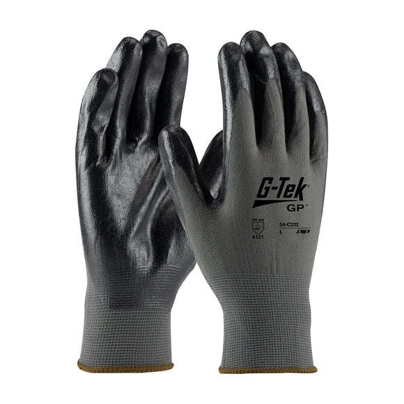 G-TEK® SEAMLESS KNIT NYLON GLOVE WITH NITRILE COATED FOAM GRIP ON PALM & FINGERS
