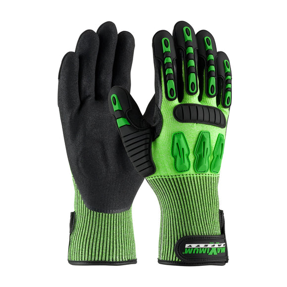 MAXIMUM SAFETY TUFFMAX3™ SEAMLESS KNIT HPPE BLEND WITH NITRILE GRIP AND TPR IMPACT PROTECTION