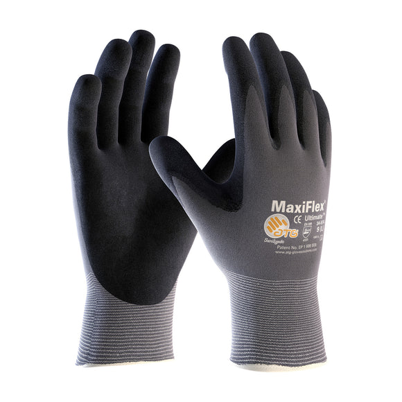 MAXIFLEX® ULTIMATE™ SEAMLESS KNIT NYLON GLOVE NITRILE COATED MICROFOAM GRIP ON PALM & FINGERS