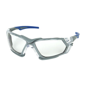 FORTIFY™ RIMLESS SAFETY GLASSES GRAY FRAME, CLEAR LENS, FOAM PADDING, ANTI-SCRATCH /ANTI-FOG COATING